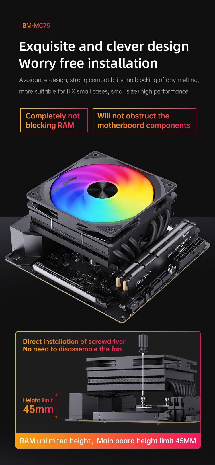 Heat Pipe Cpu Fan, SNOWMAN, PWM, FRGB - detail 16