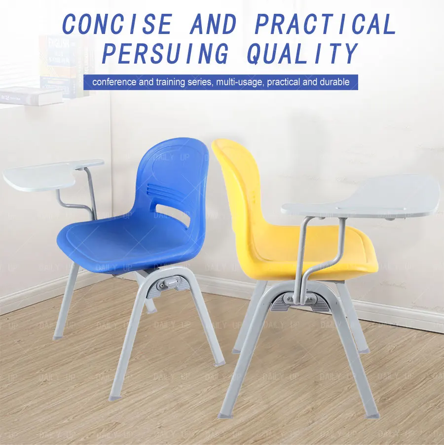 Solid School Training Chair With Tablet Stackable Metal Frame Office Chair With Ergonomic Backrest For Students And Meeting