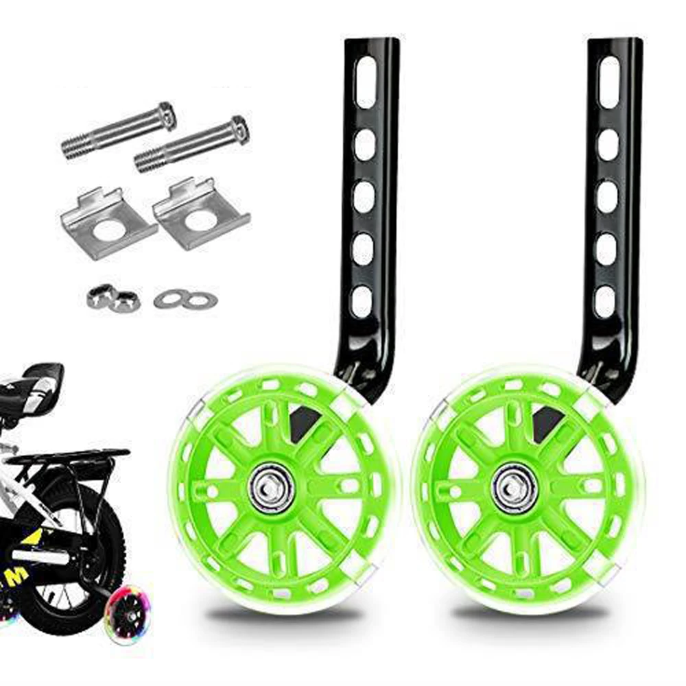 Paire De Roues Stabilisatrices Pour Vélo Enfant 12 à 20 Pouces - Noires, Résistantes, Avec Roue Clignotante