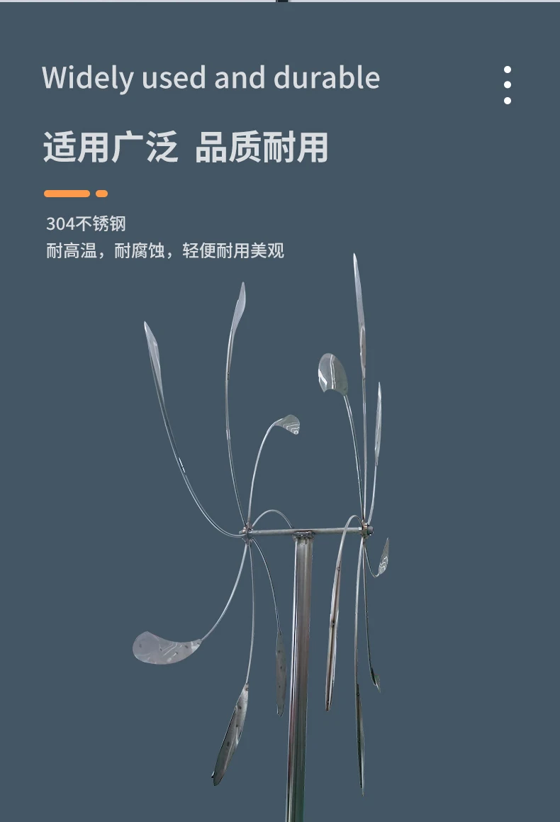 Wind Powered Sculpture Windmill Large Art Stainless Steel Outdoor Wind Metal Perpetual