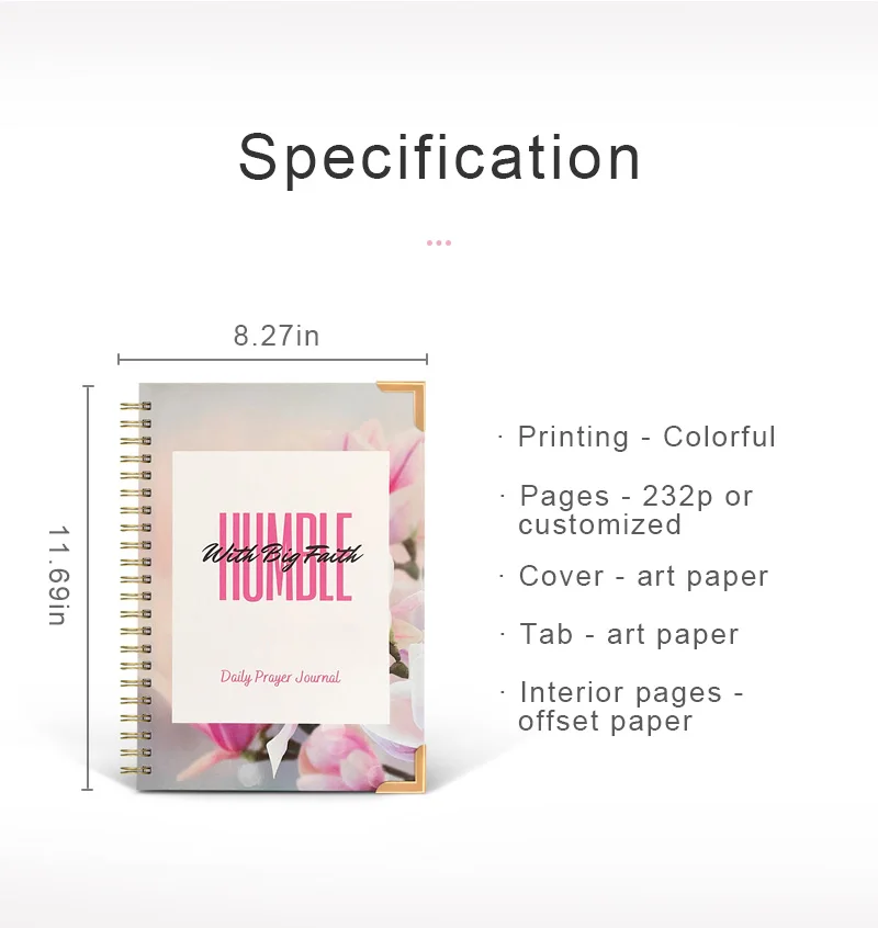 Professional Factory Book Printing Services Planner Notebook Printing Custom Cover logo Diary Prayer Journal supplier