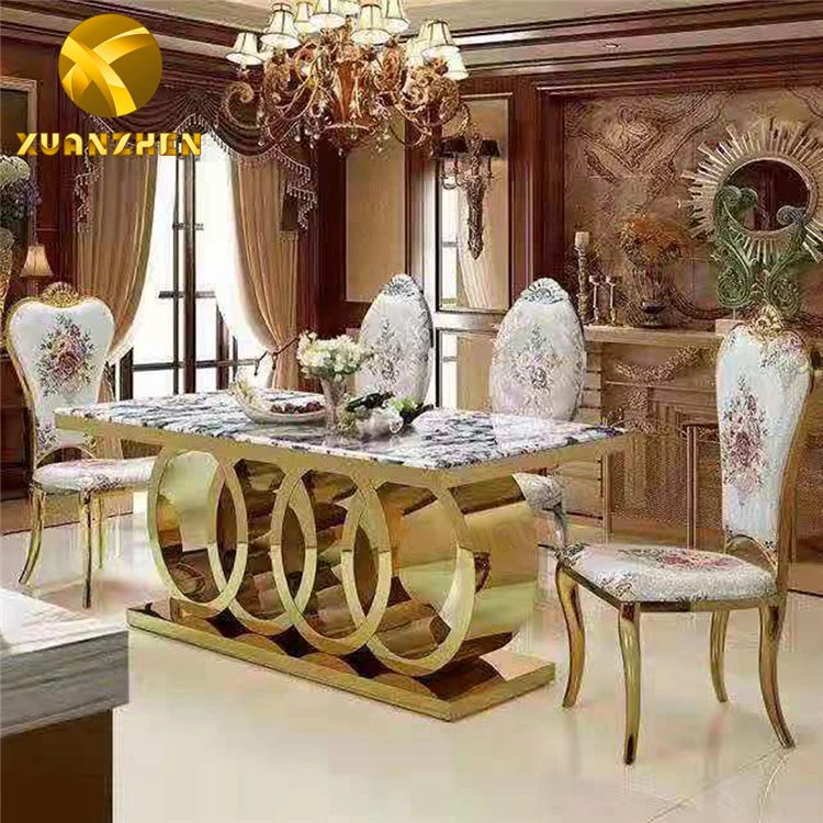 Luxury Modern Dining Room Sets with Marble Table & Stainless Steel Legs ...