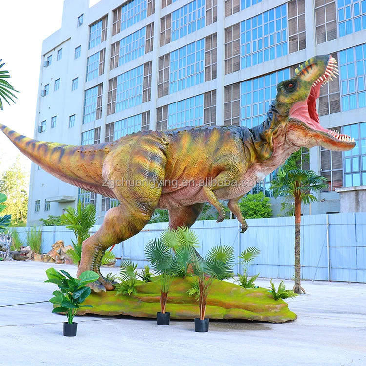 Dinosaur World Decorations Realistic Robot Animatronic Trex Zigong Dinosaur Amusement Park Equipment T-rex Statue Moving