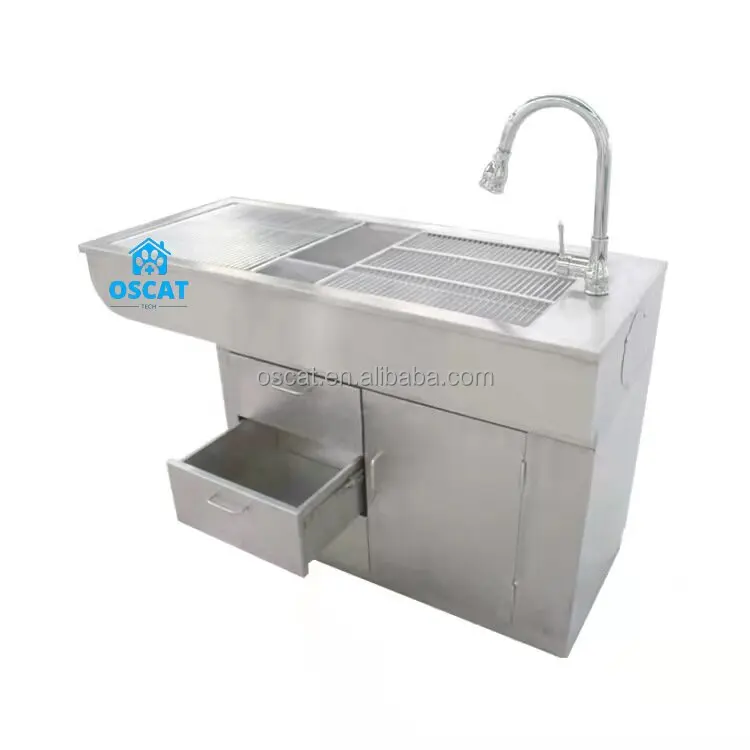 OSCAT Useful Veterinary Medical Equipment Wet Disposal Table 304 Stainless Steel Multi-functional Pet Operating Table