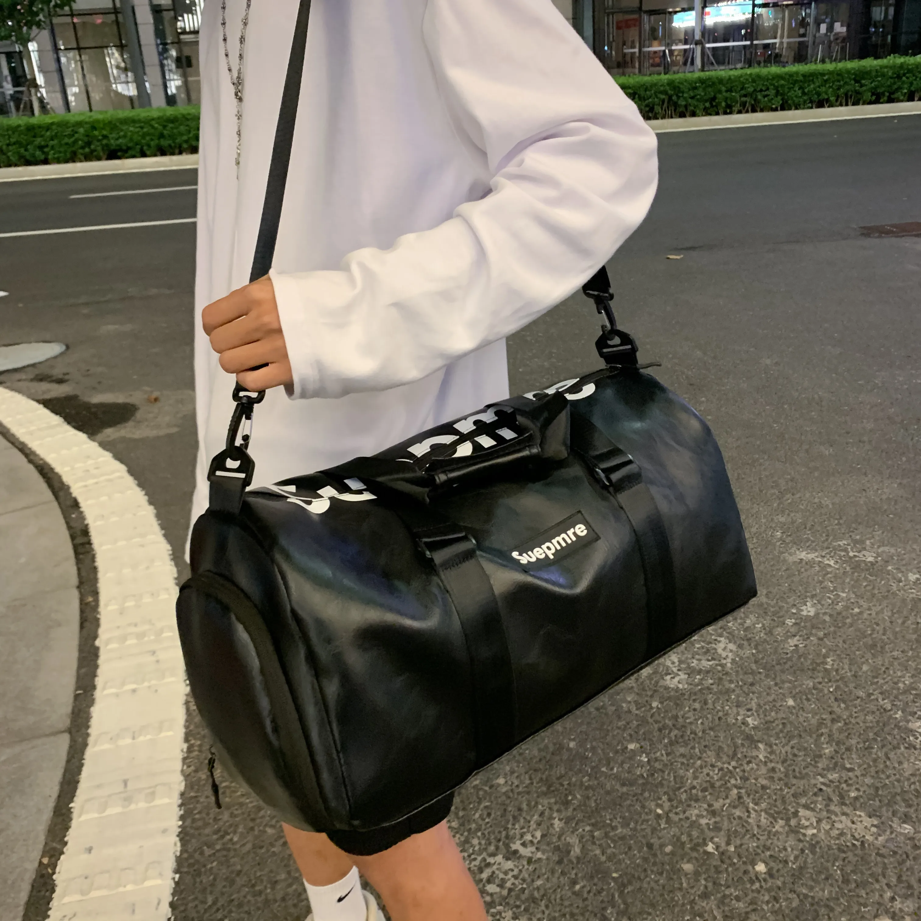 2023 New Style Black Leather Cloth Big Plain Ladies Custom Travel ...