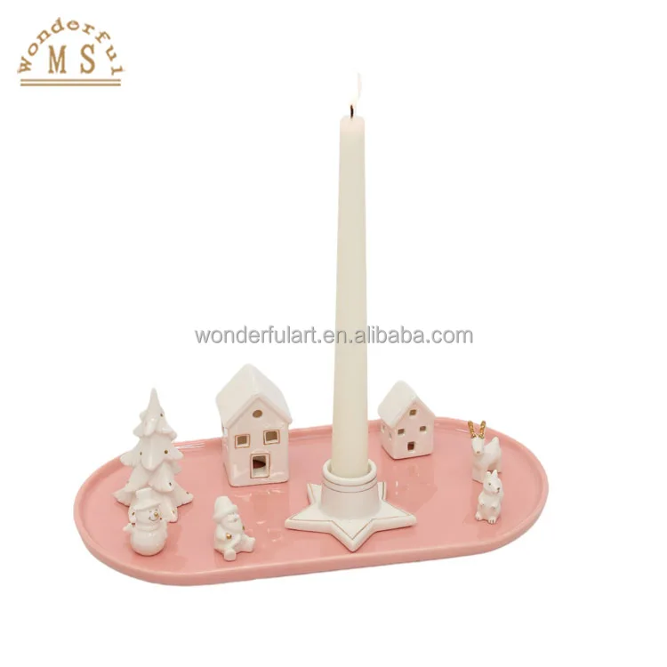 eco no metal ceramic antique candle holders column design pillar candle holder  black color for home decoration