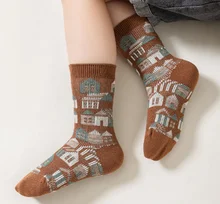 Hot-selling Fashion Back to Ancient Double Cylinder Custom Crew Kids Socks Wholesale