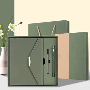 Custom Logo Promotions Business A5 Pu Leather Notebook Journal Planner Gift Set with Pen for Christmas