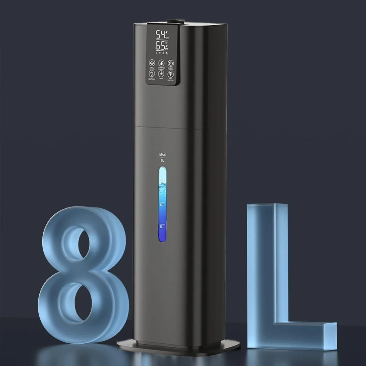RUNAL H786 8L Smart Ultrasonic Air Humidifier Large Capacity Electric Tower Room Rotating H2O White Black AC Power Aromatherapy