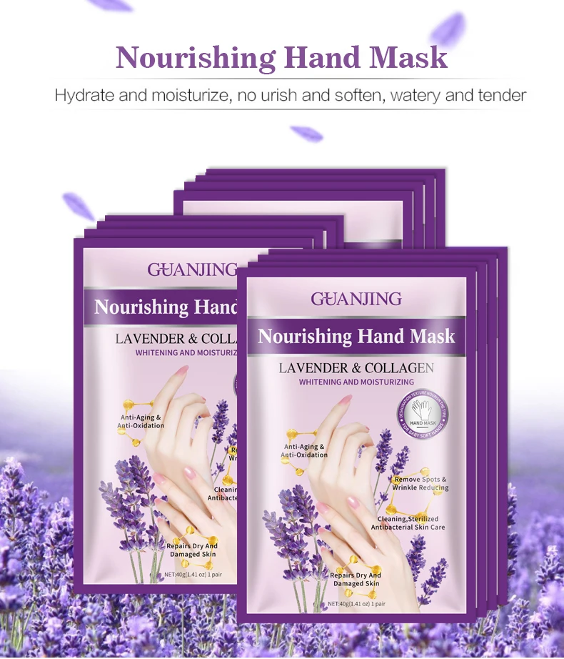 Organic Natural Lavender Collagen Nourishing Hand Mask Skin Beauty Whitening Moisturizing Mask for Hand