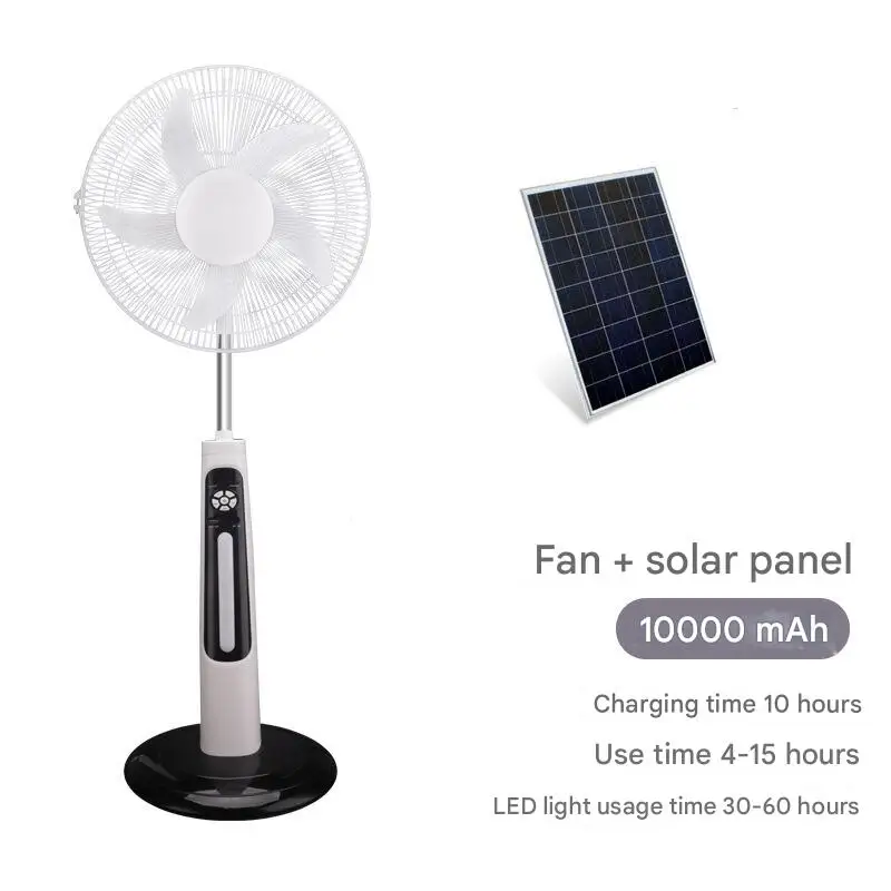 12 Inch AC DC Rechargeable Solar Fan With Solar Panel USB Charger Led ...