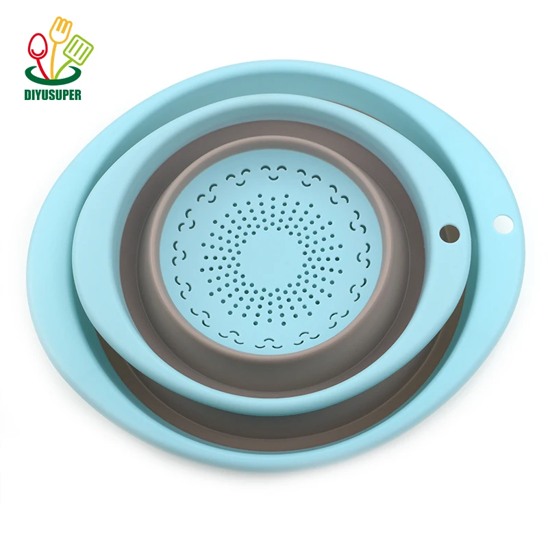 
 2021 оптовая продажа, пластиковый складной дуршлаг, 2 набора, кухонный складной силиконовый дуршлаг  