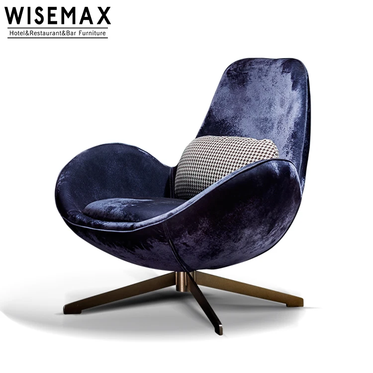 WISEMAX FURNITURE Modern Egg Shape Design Living Room Fabric Lounge Swivel Chair Comfortable High Back Accent Arm Chair