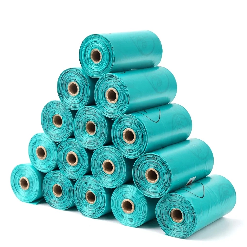 Custom Poop Bag Bulk Biobase Scented Poo Bag Degradable Cat Waste Biodegradable Dog Poop Bags for Pet Cleaning Grooming