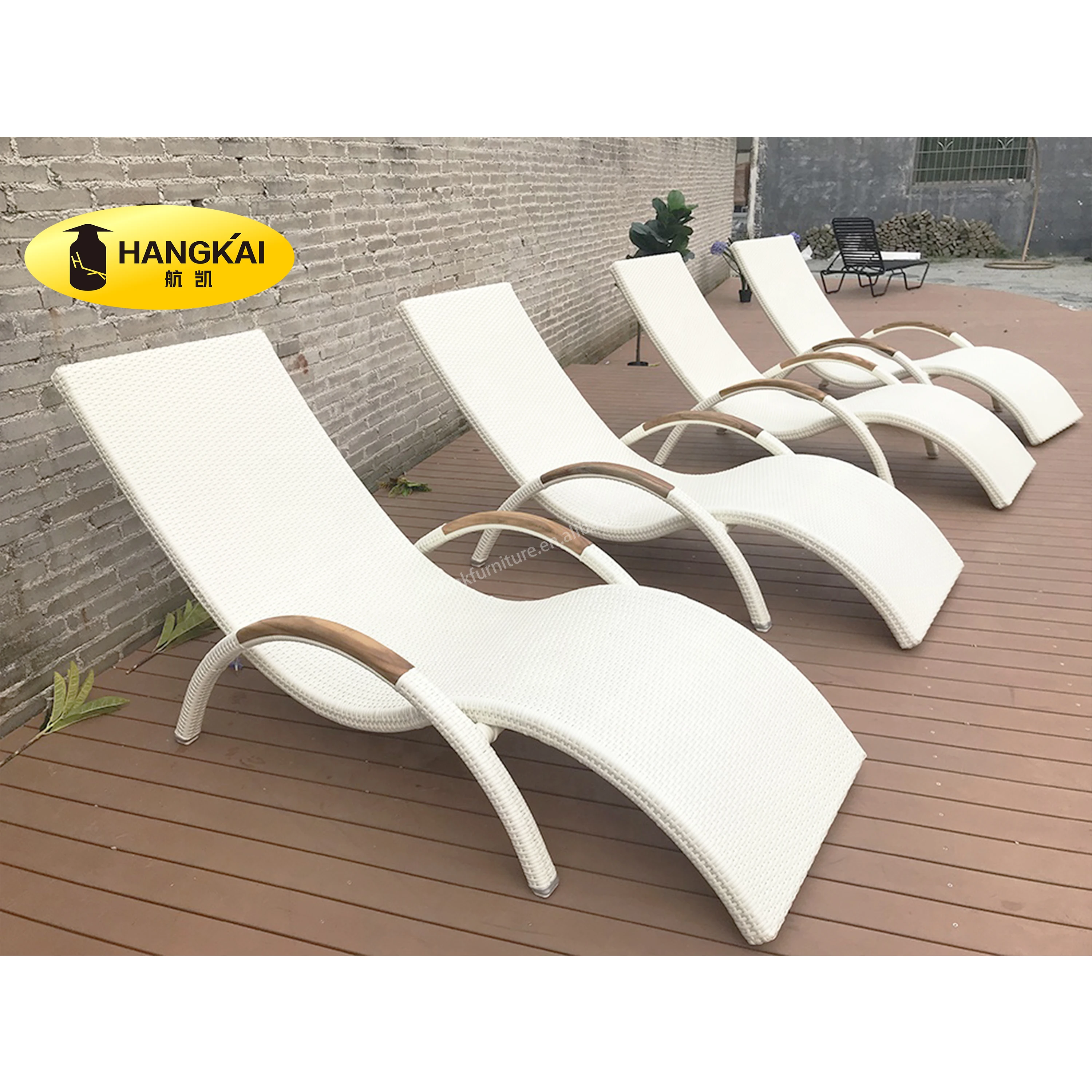 Rattan Stackable Lounge Chair Retro Airy Backrest Plastic Rattan