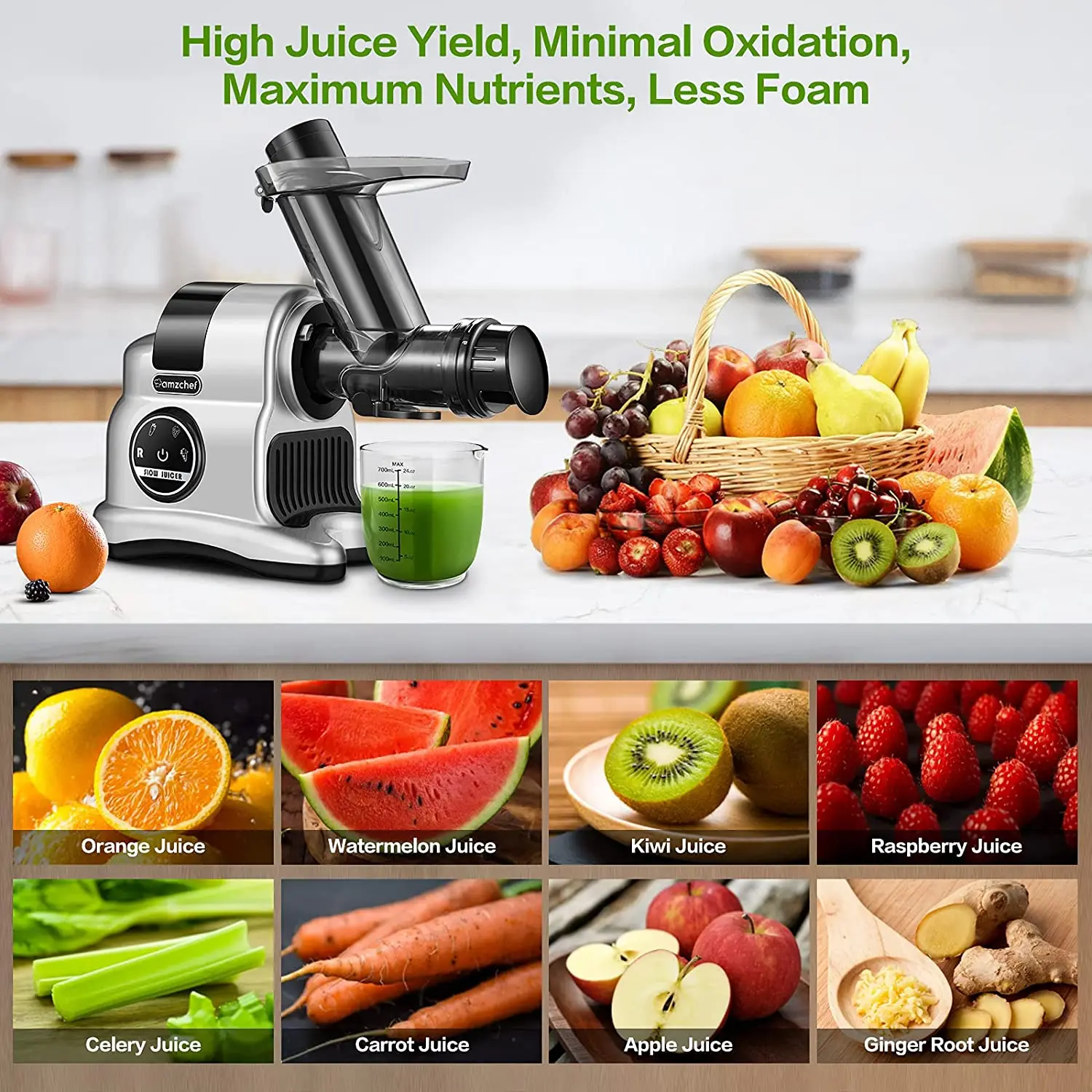 AMZCHEF Italian Slow Juicer Machine for Commercial Use – Electric