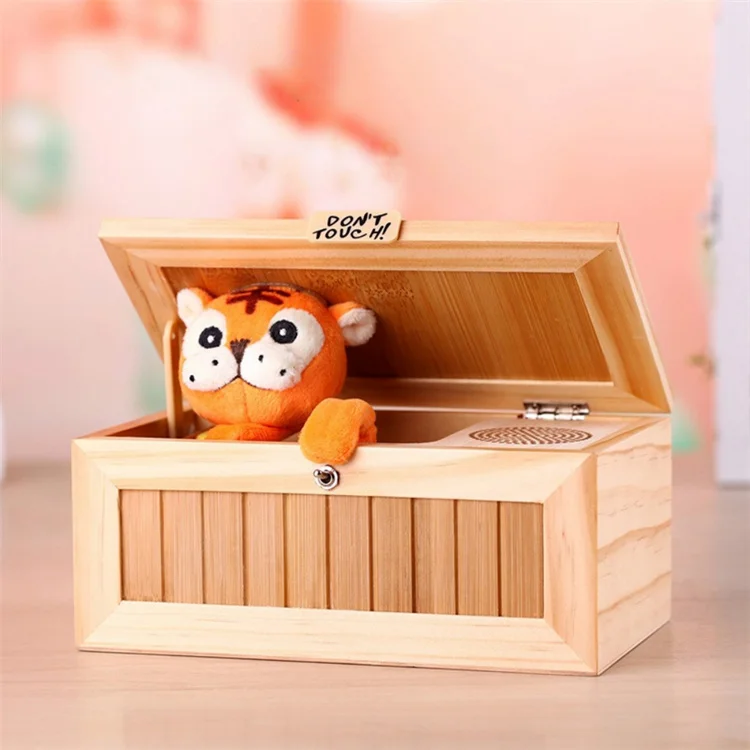 Boîte Surprise Tigre En Bois USB - Jouet Interactif Drôle Pour Bureau Et Cadeau Anniversaire