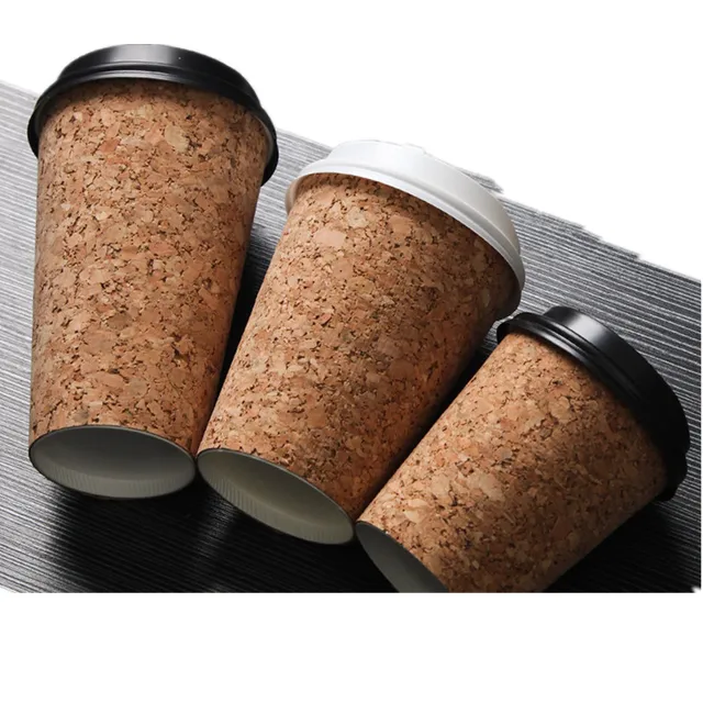 Disposable Cork Paper Cups 16oz 500ml Large Creative Hot Drinks Coffee Cups High-grade Tea Drinking Cup with lid