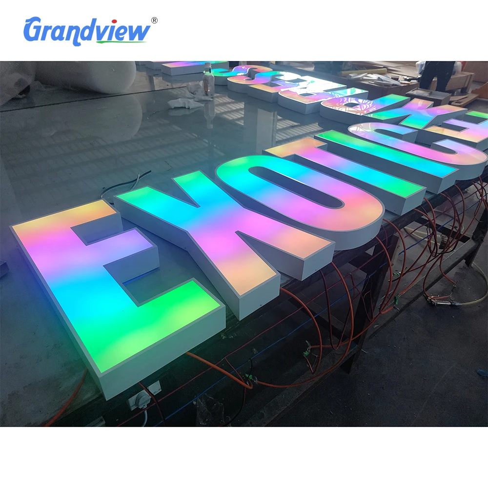 Zewnętrzna/wewnętrzna reklama z liter 3D LED Logo sklepu z dymem Tablica reklamowa z akrylu lub metalu