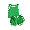 Bright Green White Trim Tank Short Set