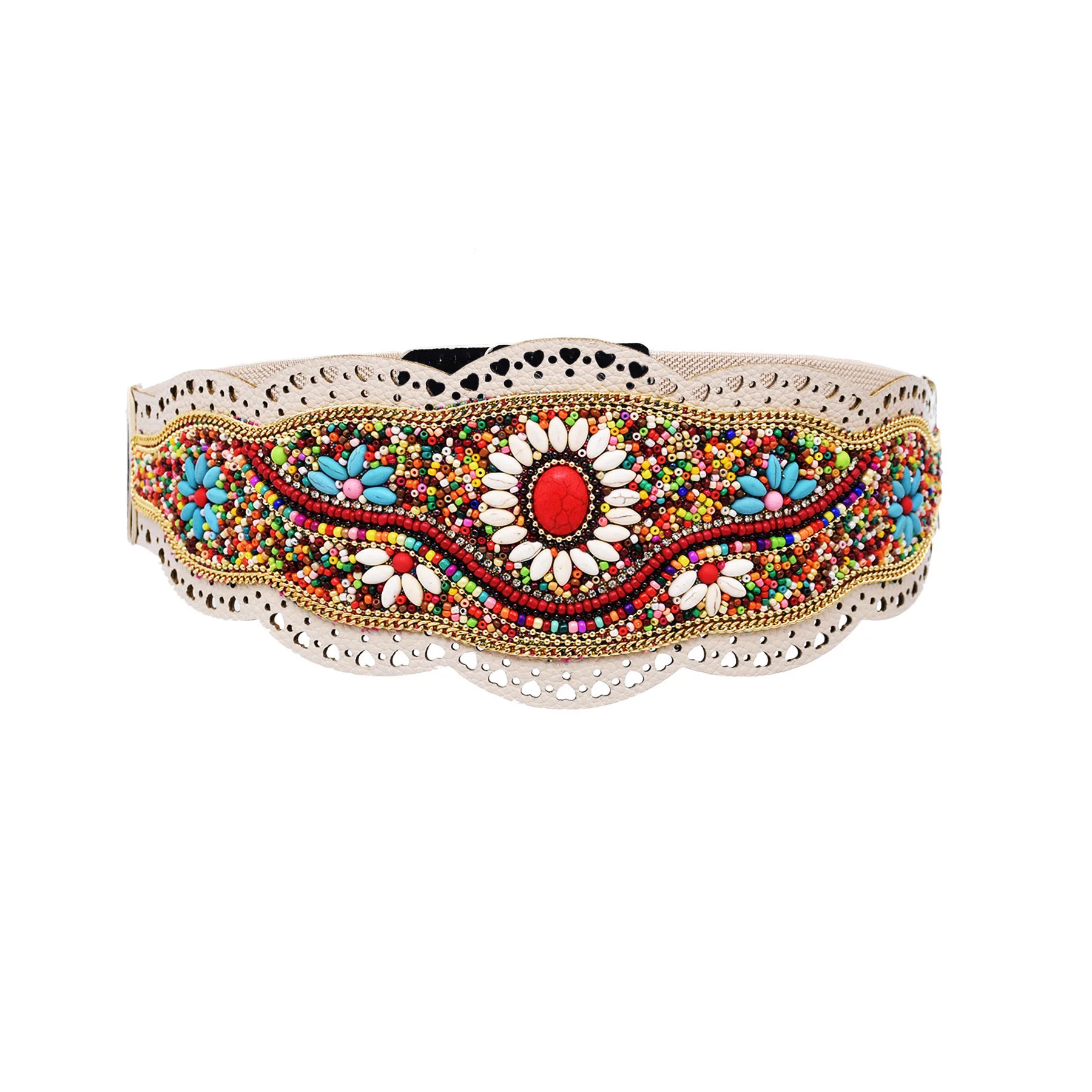 Bohemian Beads Flower Women Belt Ethnic Statement Wide  display picture 1