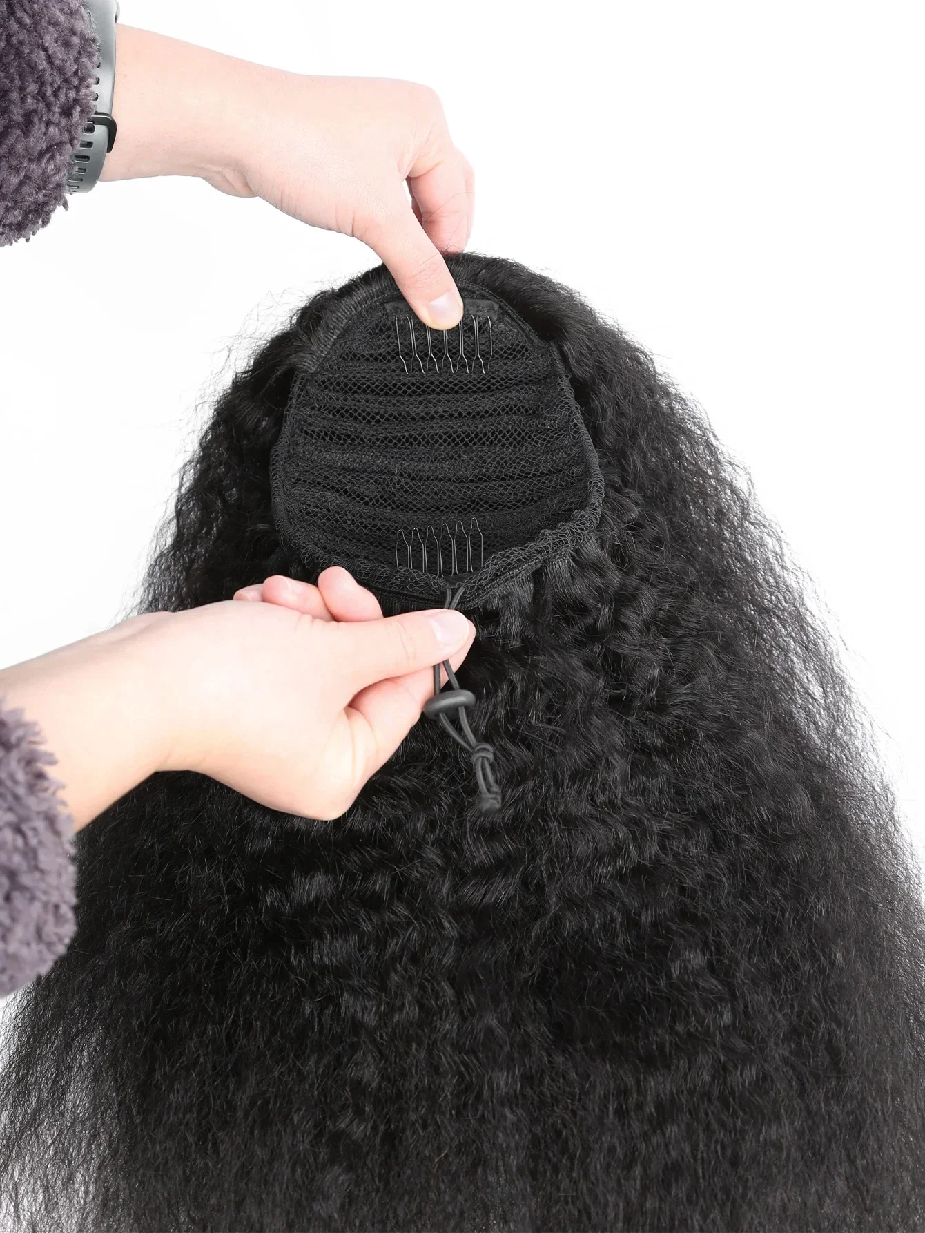 Afro Yaki dritto coulisse coda di cavallo capelli umani brasiliani clip in estensioni dei capelli_voghion.com