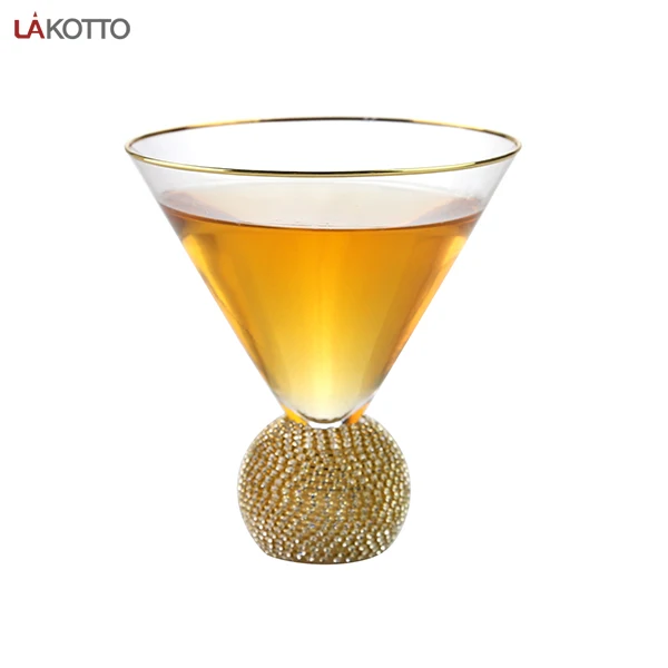 Luxury Diamond Ball Base Cocktail Glass Jewel Silver Gold Ball Base