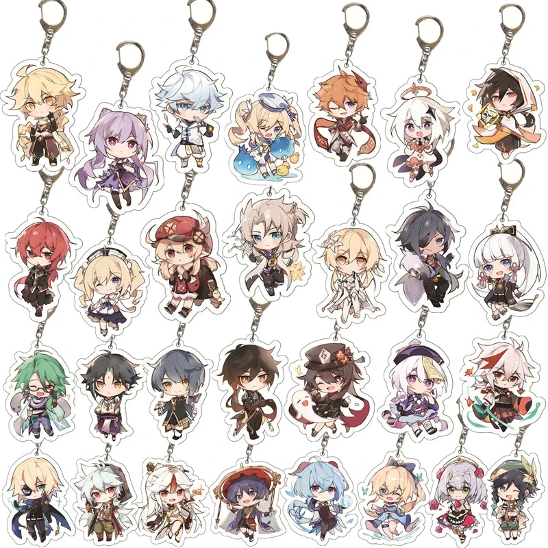 Cosplayer Introduction Character Keychain Cosplay Keychain Badges - Genshin Impact Anime Accessories