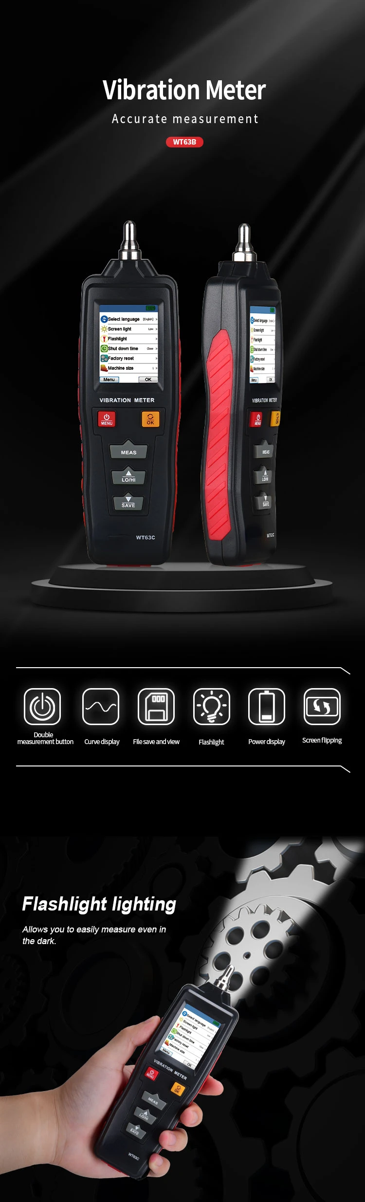 Hedaoconventional Vibration Meter Digital Vibration Meter,Vibration