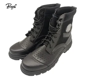 JDS Breathable Mesh Black Genuine Leather Hiking Boots Anti-Slippery & Anti-Oil Safety Shoes for Hiking