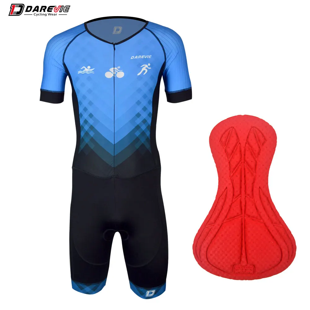Darevie Custom Professional  ELASTIC INTERFACE Tri Pad up to 6 Hours Riding Cycling Triathlon Suit