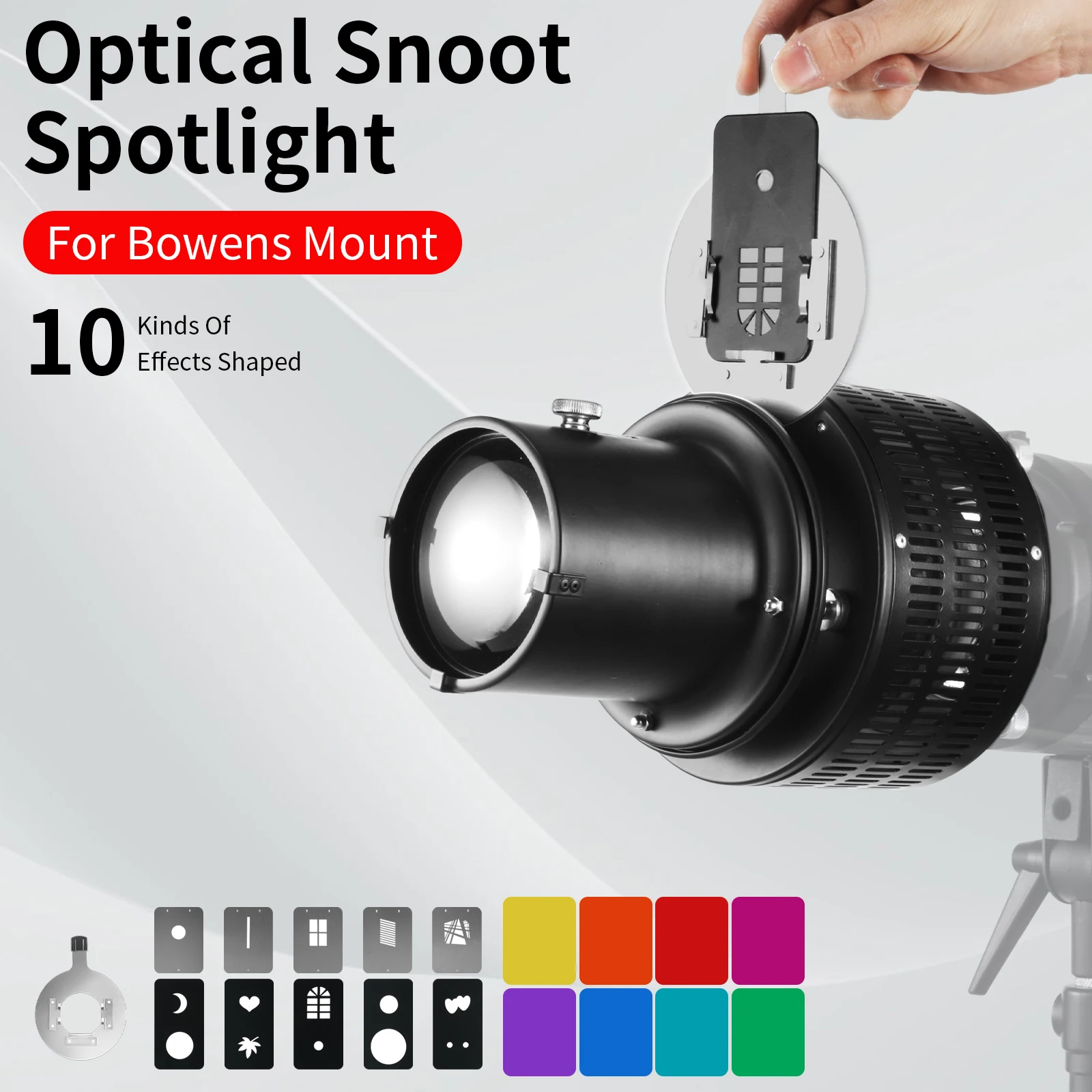 Conical Photography Studio Strobe Flash Light Adjustable Beam Light Spill Reduction Snoot With Color Filters Effect Card