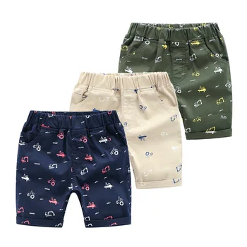 Engineering Vehicle Cartoon Printing Boys Shorts Summer Soft Comfort Mid Rise Quarter Pants Boys Short Pants Boys Clothing