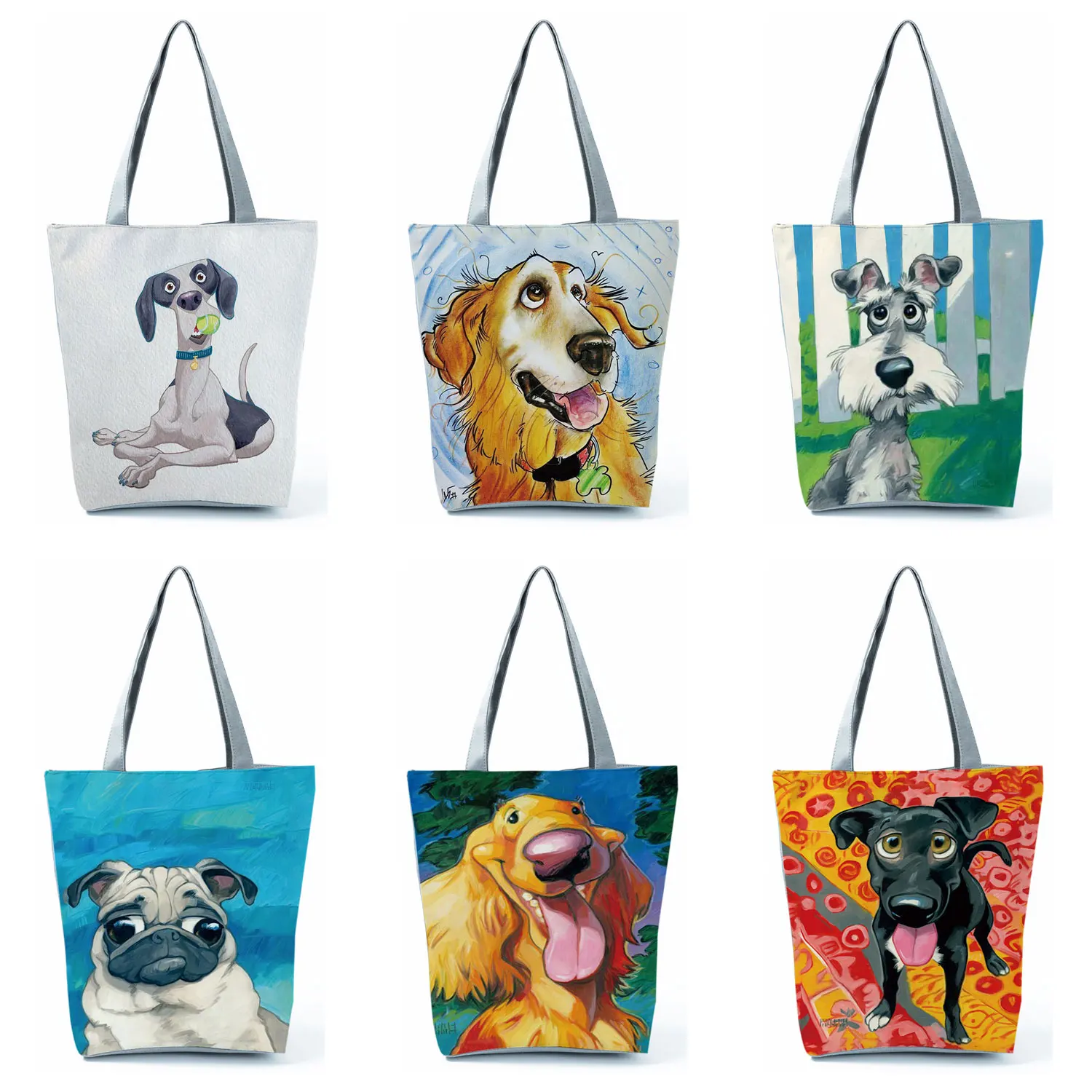 Fashionable Dog Printing Casual Tote Shoulder Bag