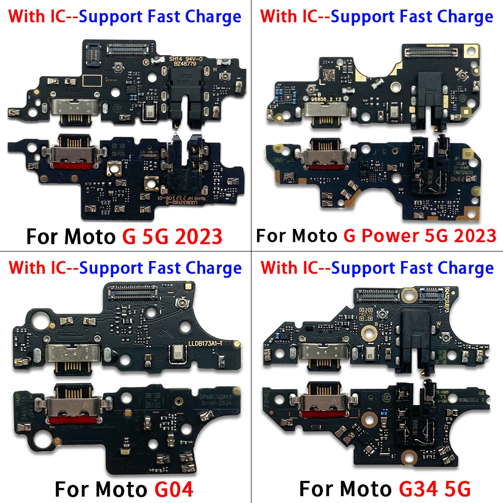 USB Charger Board Flex for Moto G85 G64 G54 G34 G04 G24 G82 E32 G 5G Power  2022 2023 Stylus 5G 2024 Charging Port Connector