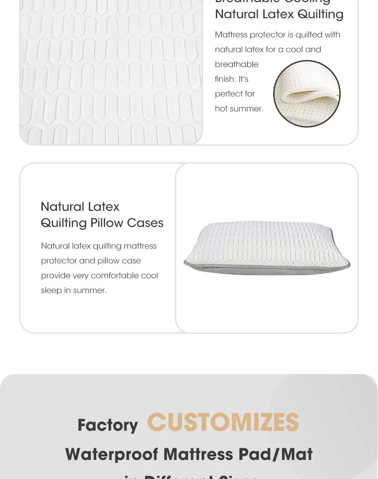 Factory Custom Hilton Hotel Bamboo Quilted Mattress Cover Terry Cotton