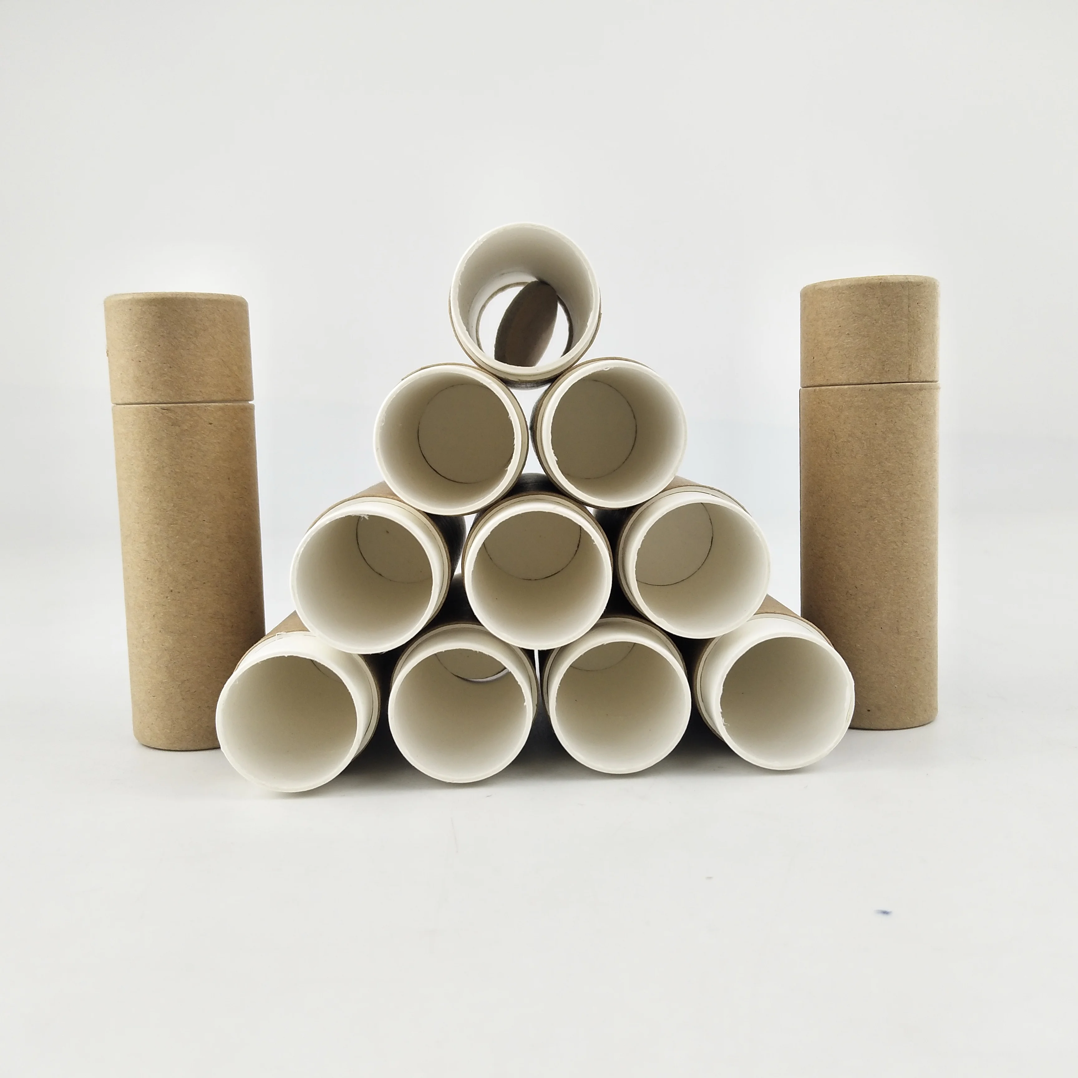 Biodegradable Push up Lipstick Deodorant Stick Cardboard Brown Kraft Paper Tube Container Packaging