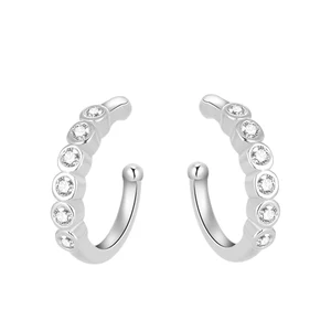 Fashion Simple Design Jewelry Cuff Earring 3A Cubic Zirconia 925 Sterling Silver Gold Earring Cuffs