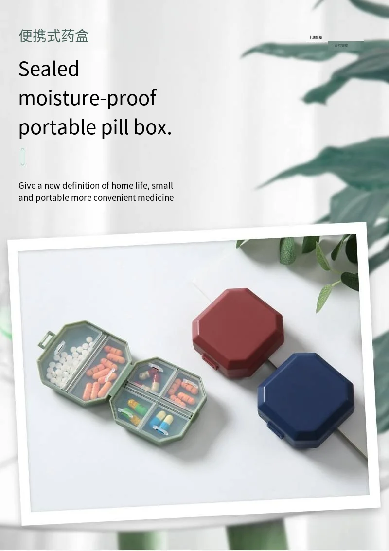 Portable mini six-compartment pill capsule packing box Household moisture-proof sorting cubicle pill box factory