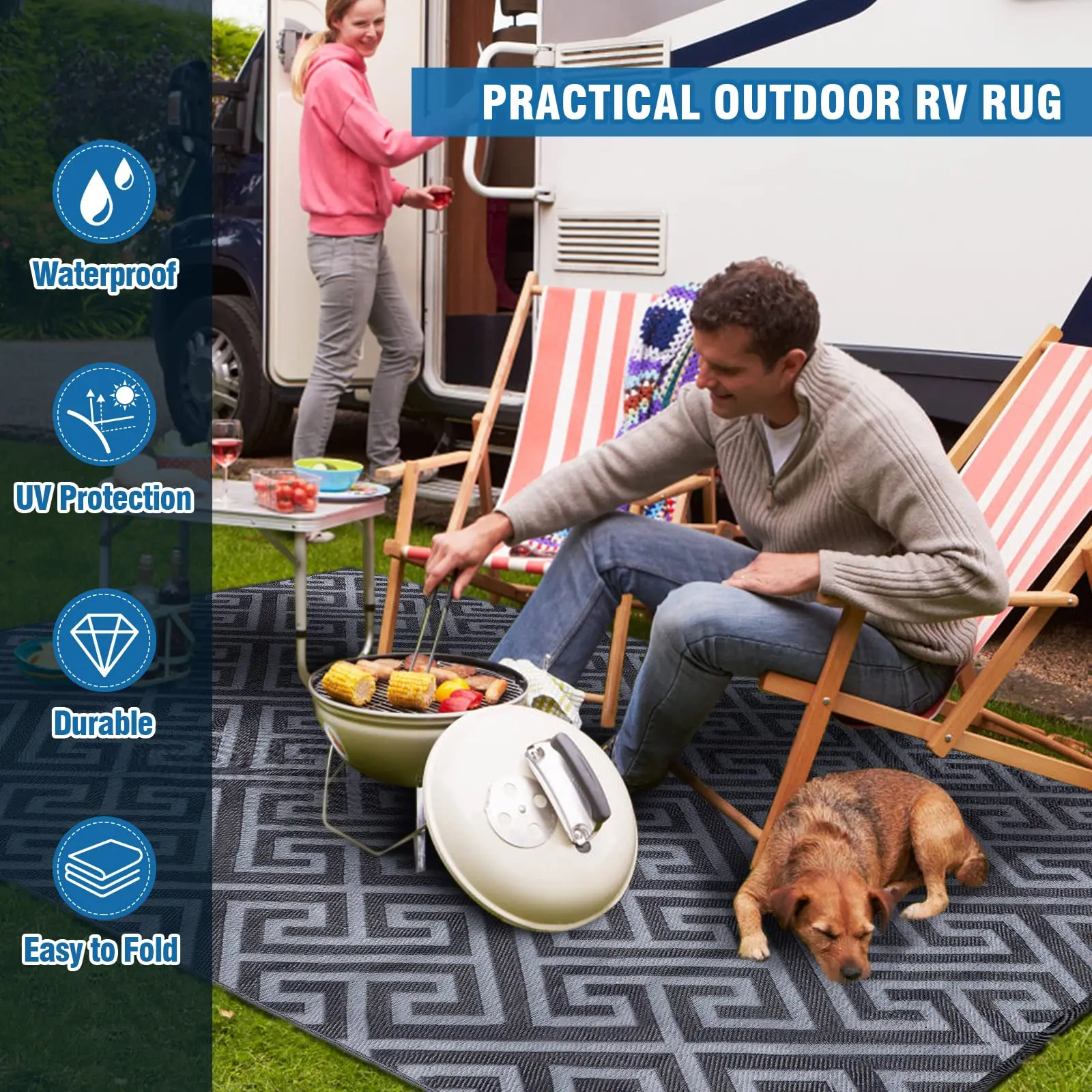 Manufacturer Custom Recycled Extra Large Outdoor Rv Mat Rug Waterproof
