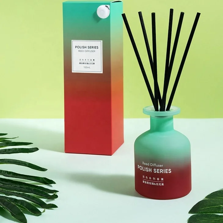 Multi Inventory Customized 200Ml Gradient Purple and Blue Glass Essential Oils Diffuser Simple Round Reed Diffuser Bottle