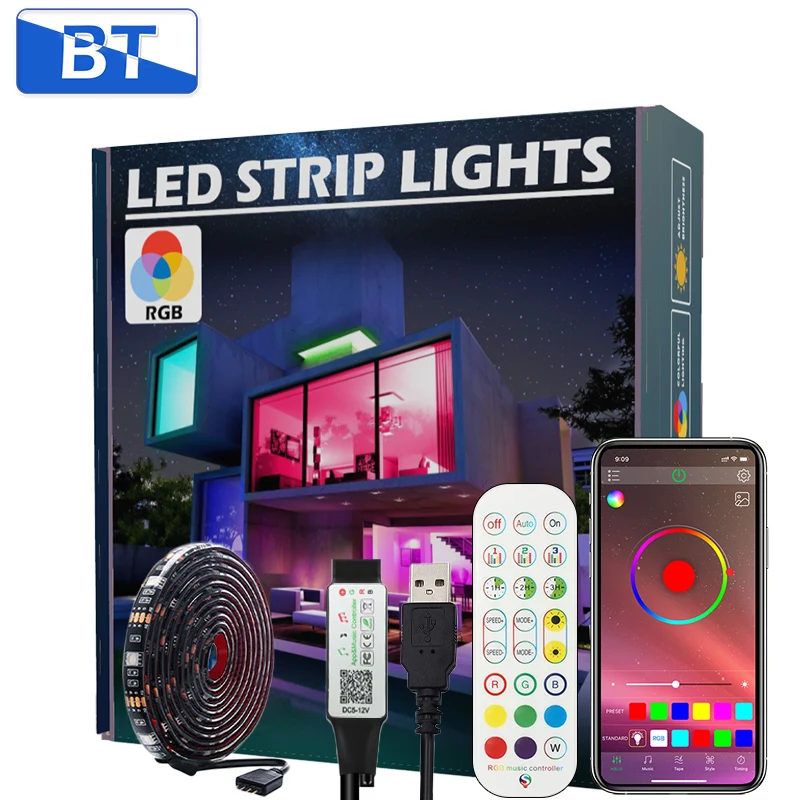 Ble Led Strips Smd5050 Light 5v Rgb Lights Strip With 24keys Remote
