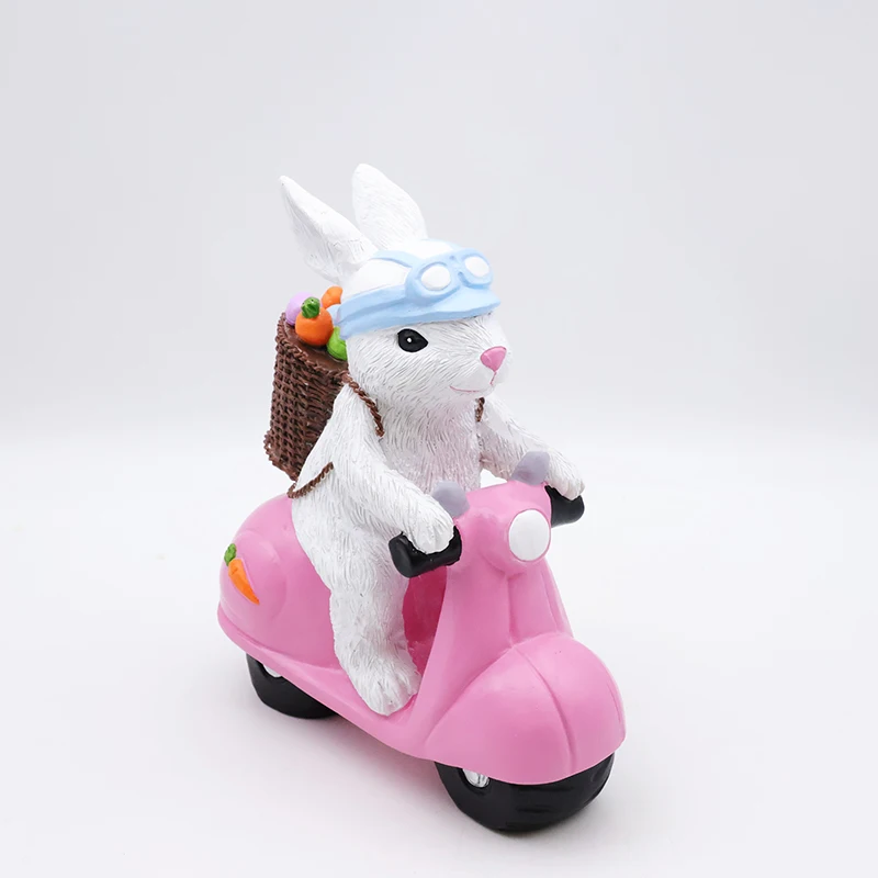 Custom Easter bunny decorative resin biker rabbit figurines