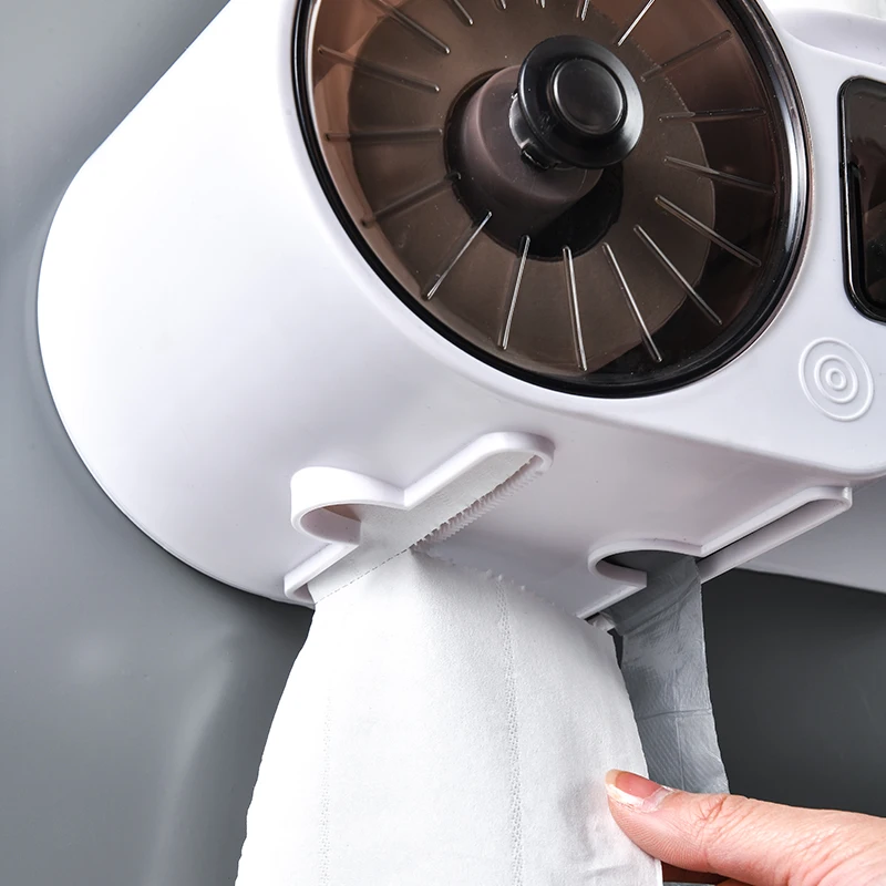 Hot Selling Modern Plastic Multifunctional Toilet Roll Paper Holder Non-Punching Wall Mounted Tissue Box for Hotels