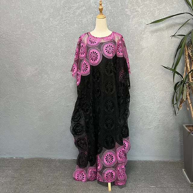 African Dresses For Women Dashiki African Clothing Robe Loose Evening Long Abaya Africa Lace Dresses With Inner 2 Piece Sets - Image 6