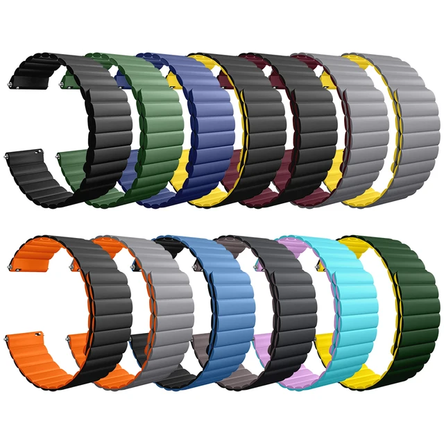 20mm 22mm Reversible Silicone Magnetic Strap Band for Samsung Smart Watch 4 5, Replacement Strap for Samsung Galaxy Watch