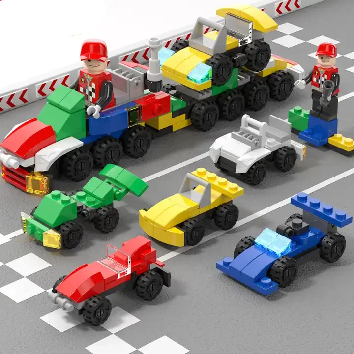 NEW 6-In-1 Mini Formula Car Model Set Build Block Race Cars Brick Mini Car Toys Building Block Set Educational Toys for Children