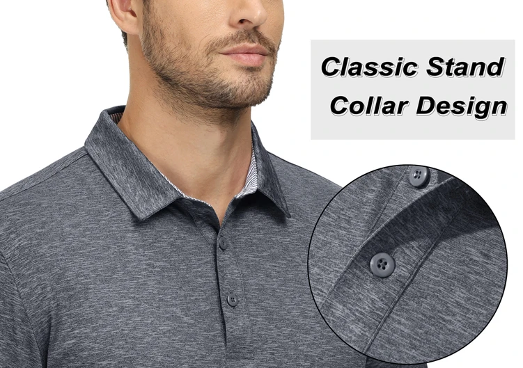 Wholesale Custom Outdoor Long Sleeve Polo Shirts Men Golf Fishing Shirts 3 Buttons Down Tactical Pullover Casual Sportswear