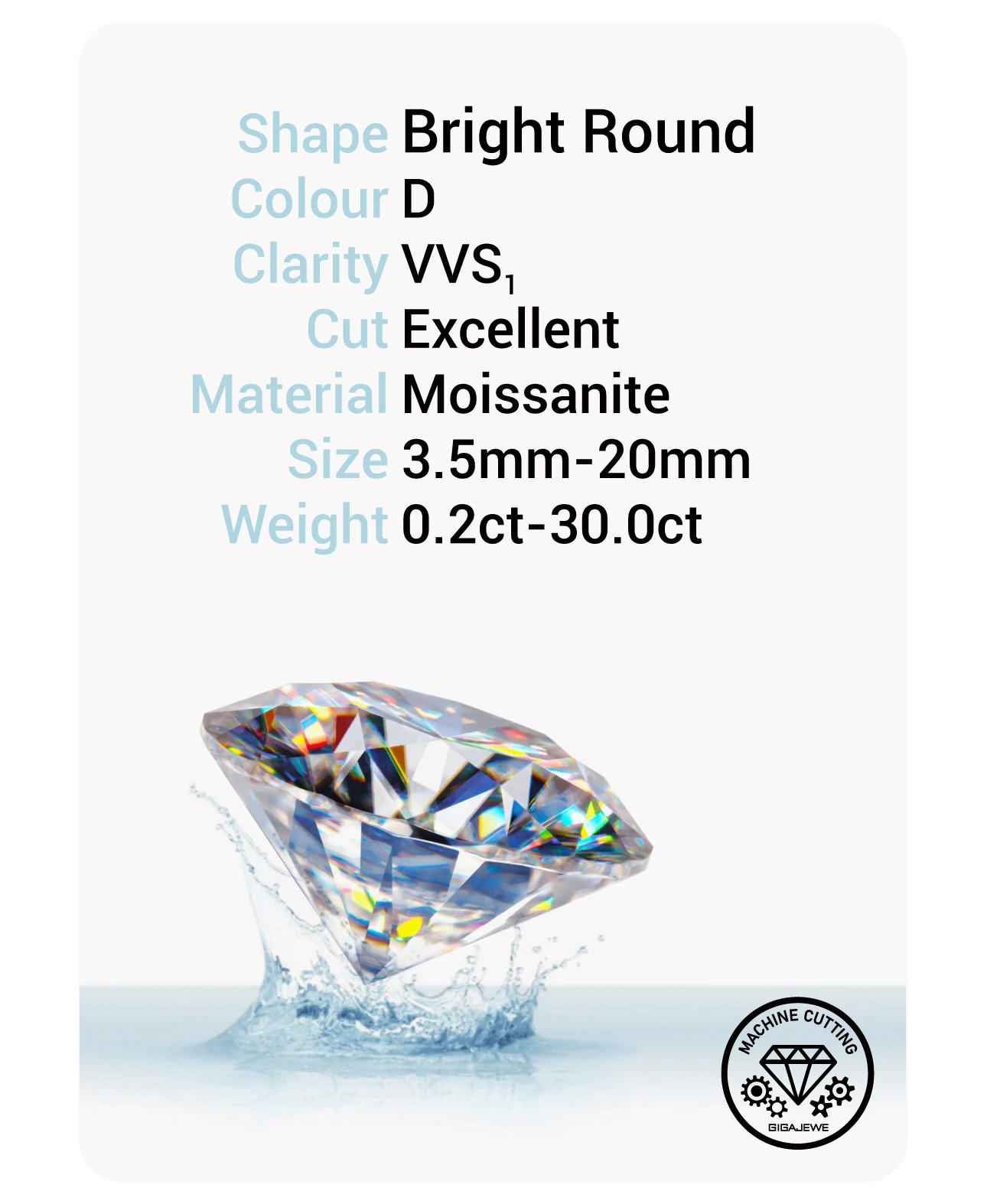 Gioielli Moissanite Certificati GRA Orecchini Moissanite 4 Carati - Taglio Tondo, VVS1/D, Certificati GRA, Oro Bianco 14k, 8mm Per Pietra Orecchini Moissanite VVS1 D Certificati GRA - Foto 3