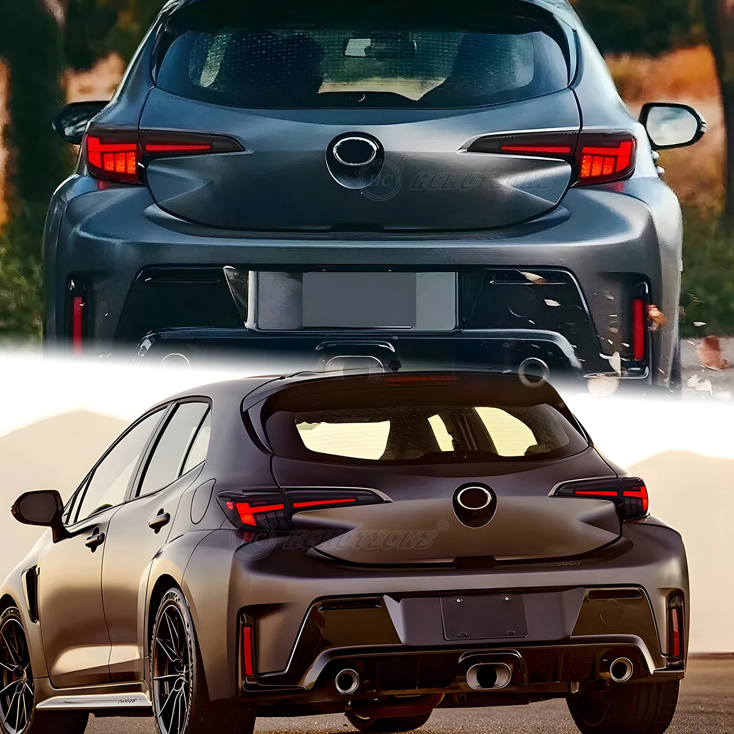 Feux Arrière LED Pour Toyota Corolla Hatchback 2019-2023 - Séquentiels, Noirs, HCMOTION